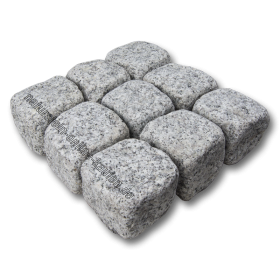 Pflastersteine getrommelt Granit grau 8/11 cm-Stück