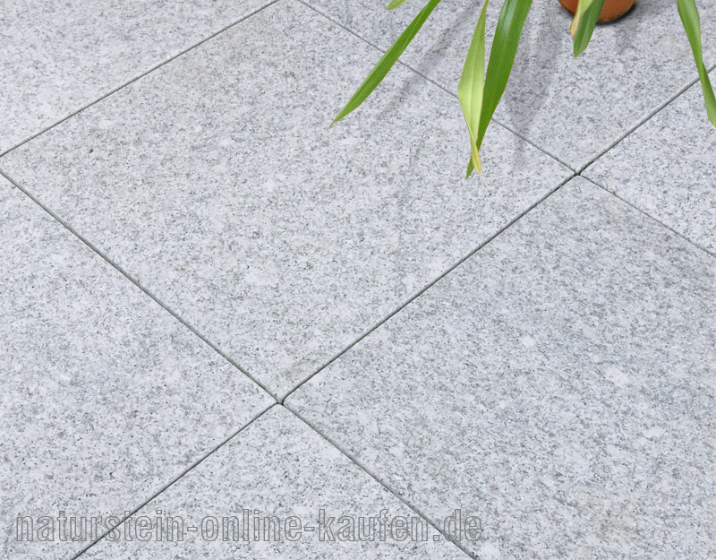 Terrassenplatten Granit hell grau, 40 x 40 x 3 cm