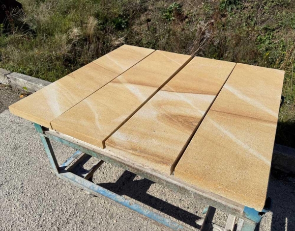 Mauerabdeckung Sandstein beige-braun struktutiert - 100x28x4 cm