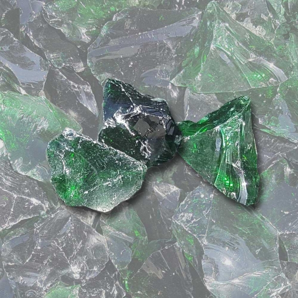 Mustersteine der 
Glasbrocken grün