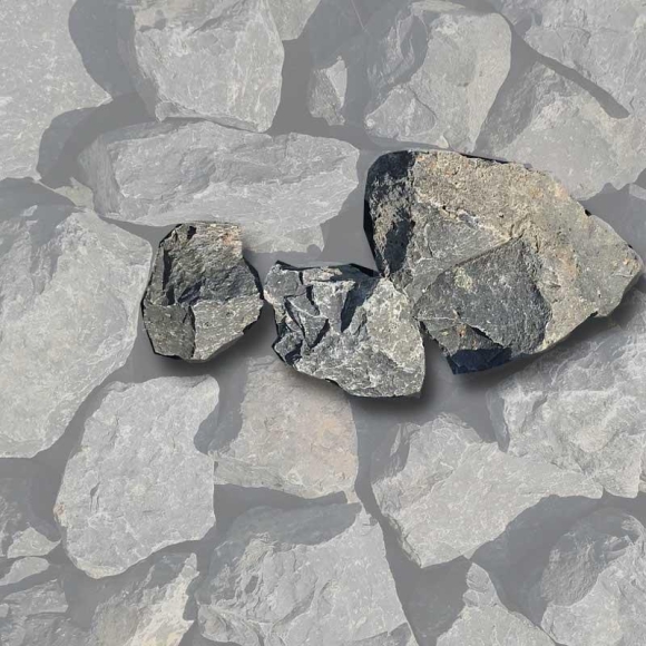 Mustersteine der 
Gabionenfüllung Basalt 150+
