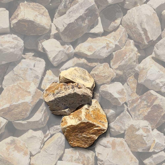 Mustersteine der 
Gabionenfüllung Dolomit beige-braun