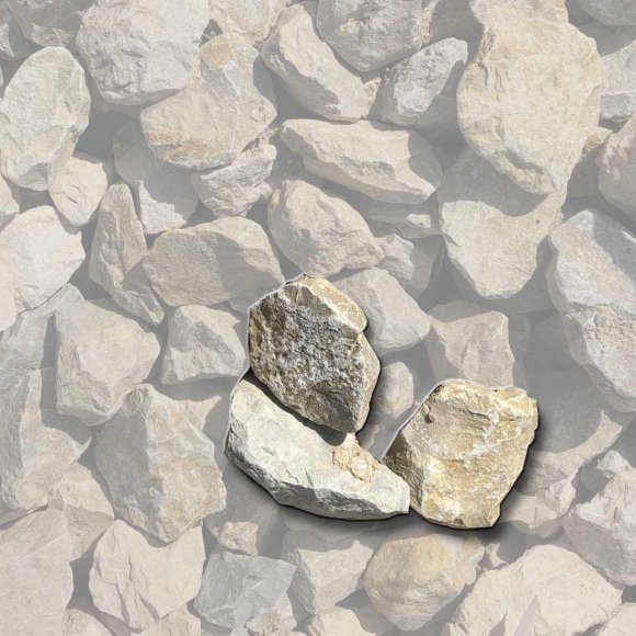 Mustersteine der 
Gabionenfüllung Jura Kalkstein gelb-grau