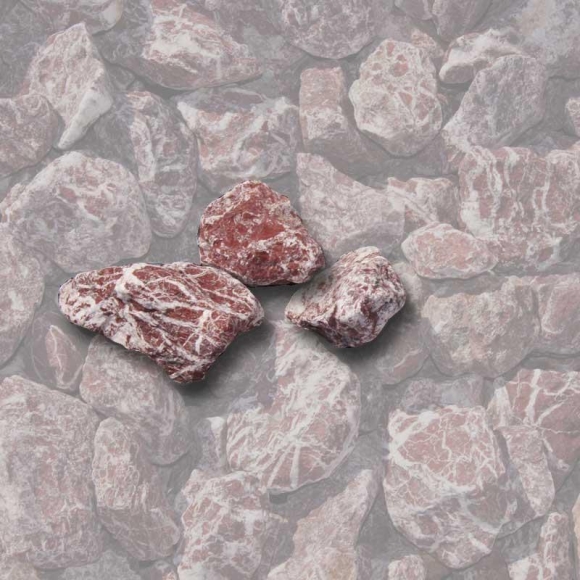 Mustersteine der 
Gabionenfüllung Rouge Royal