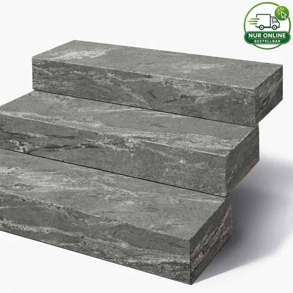 Blockstufen ALPINA Gneis – anthrazit gemaserte Natursteinstufen