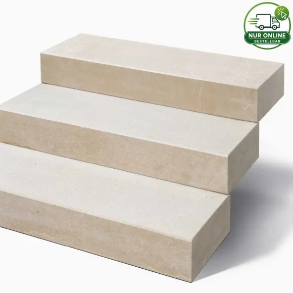 ORELLO CREMA ANTICO Blockstufen – Kalkstein gestrahlt
