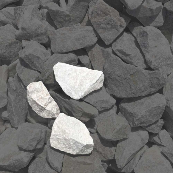 Mustersteine der 
Gabionenfüllung Marmor weiß