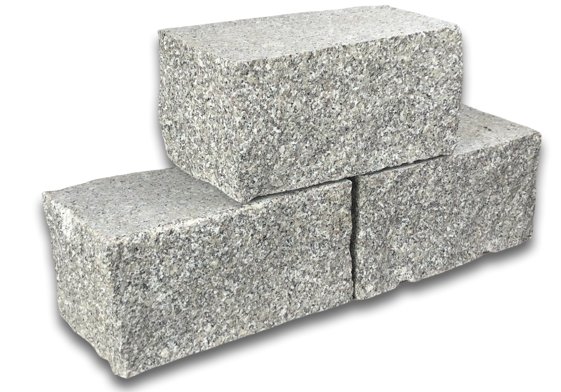 Mauerstein Granit grau spaltrauh mit Keilloch 40x20x20cm 1 Tonne auf Palette 