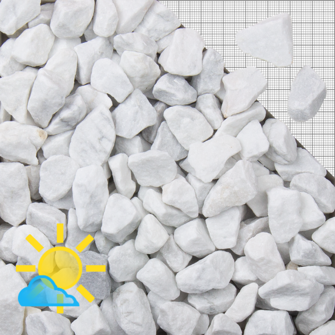 0,94€/kg White Marmor Splitt 25-40 mm 16 Kg weiß Deko Ziersplitt 