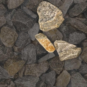 Mustersteine der 
Gabionenfüllung Luserna Gneis