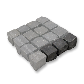 Muster der Pflastersteine
 Basalt schwarz 5x5 cm