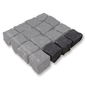 Muster der Pflastersteine
 schwedischer Granit schwarz 4x6 cm