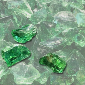 Mustersteine der Glasbrocken hell-grün
