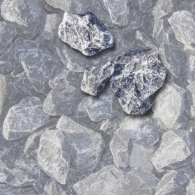 Mustersteine der 
Gabionenfüllung Kalkstein grau-weiß-geadert