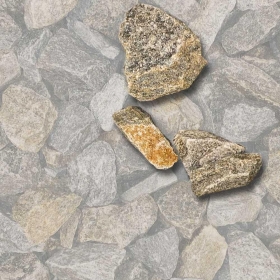 Mustersteine der 
Gabionenfüllung Luserna Gneis