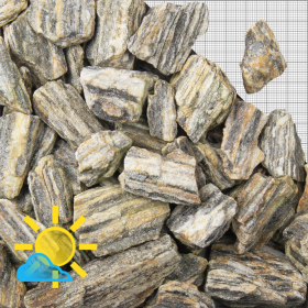 Steinrinde - Ziersplitt, Gneis grau/beige geadert 11-32 mm im BigBag-1000 kg