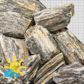 Steinrinde - Ziersplitt, Gneis grau/beige geadert 32-63 mm im BigBag-1000 kg