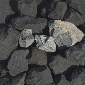 Mustersteine der 
Gabionenfüllung Basalt 150+