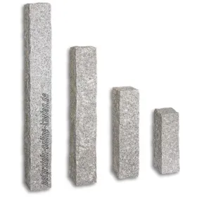 Granit Palisaden hellgrau G603 – 12 x 12 cm  gespalten und gespitzt
