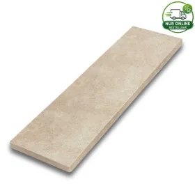 VIA ALBA Mauerabdeckung aus beigem Kalkstein aus Ägypten, mit Wassernase, Format 100x28x4cm