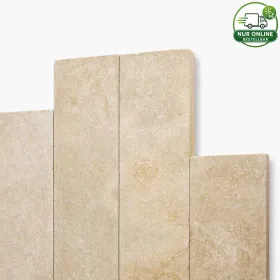 VIA ALBA Palisaden aus beigem Kalkstein aus Ägypten, allseits gesägt und aufgeraut