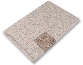Handmuster von Terrassenplatten Granit rot